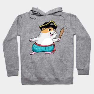 Hamster as Pirate with Sword and Pirate hat Hoodie